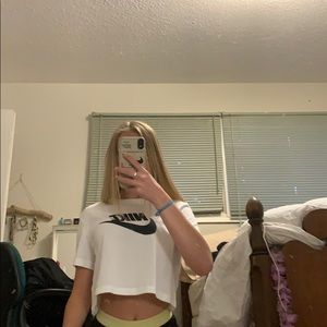 White Nike Cropped Tee